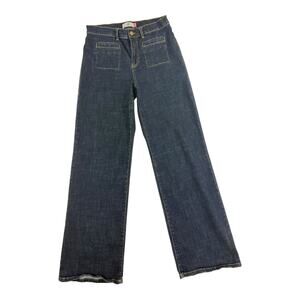 CAbi Venice Trouser Jean, Wide Leg, Front and Back Patch Pockets, Size 12